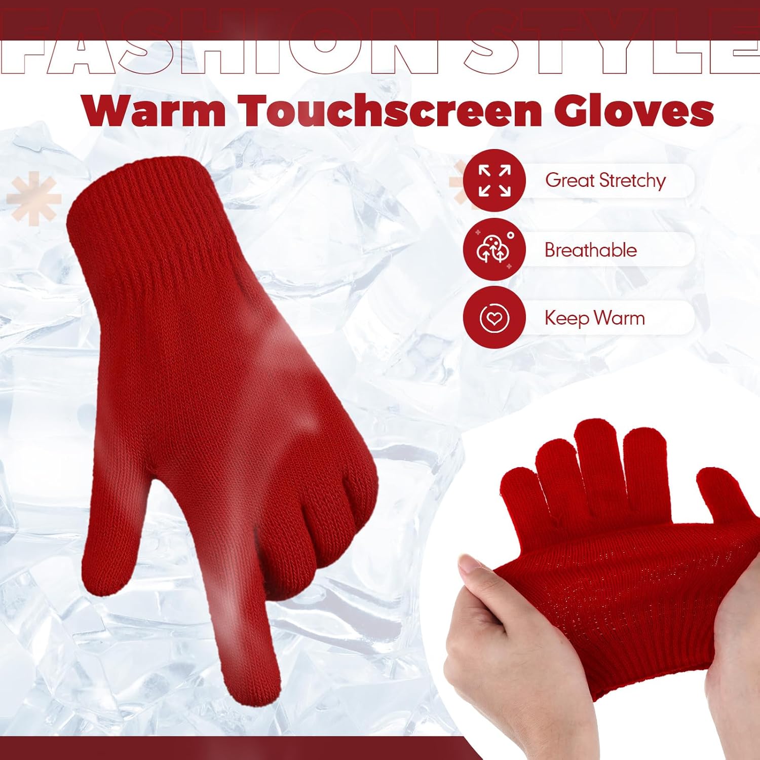 Women's Knitted Beanie Hat Gloves Set Winter Pom Pom Cable Knit Hat with Warm Stretchy Gloves for Women - Image 6