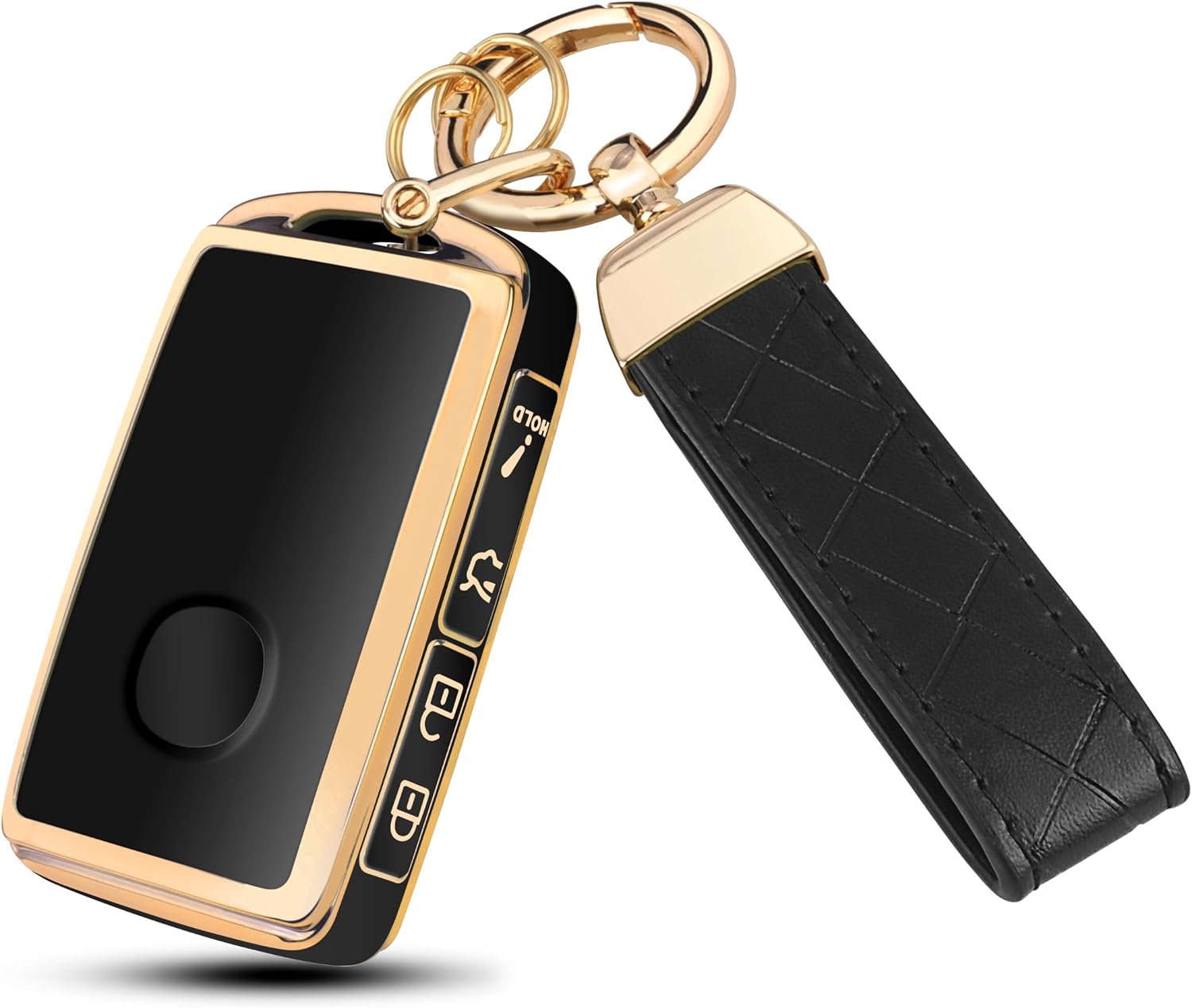 FT FUNTOR for Mazda Key Fob Cover,Compatible with Mazda 3/6/3 Hatchback/CX-5/CX-6/CX-9/CX30/CX-50/CX-70/CX-90,4 Buttons TPU Key Cover with Golden Edge (A-White)