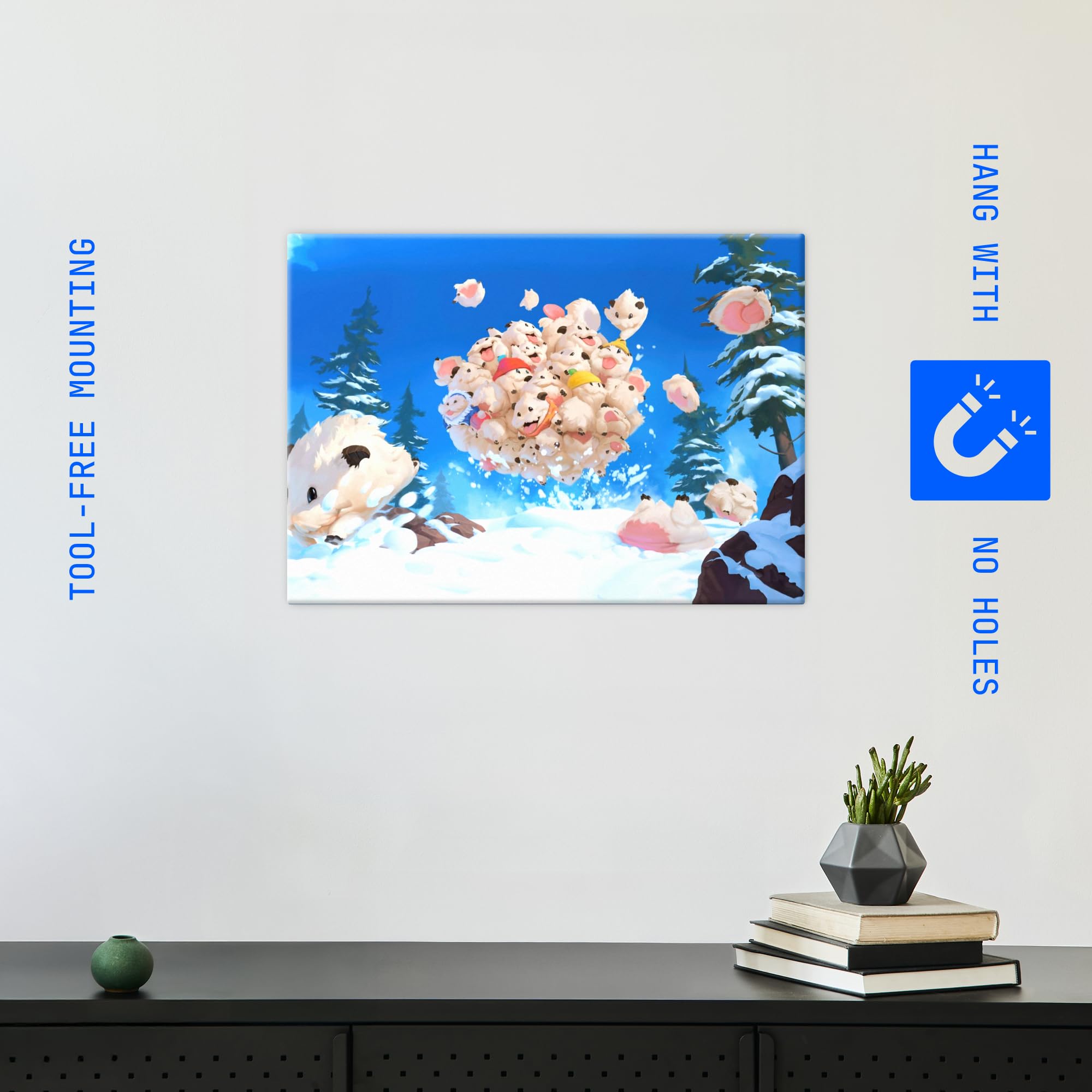 Displate Metall poster League of Legends Fluft of Poros h Wandkunst Größe M | Bild Plakate für Schlafzimmer Dekor, Geschenke. Magnetische Befestigung Wandposter, Wanddeko. Metall Wandkunst.