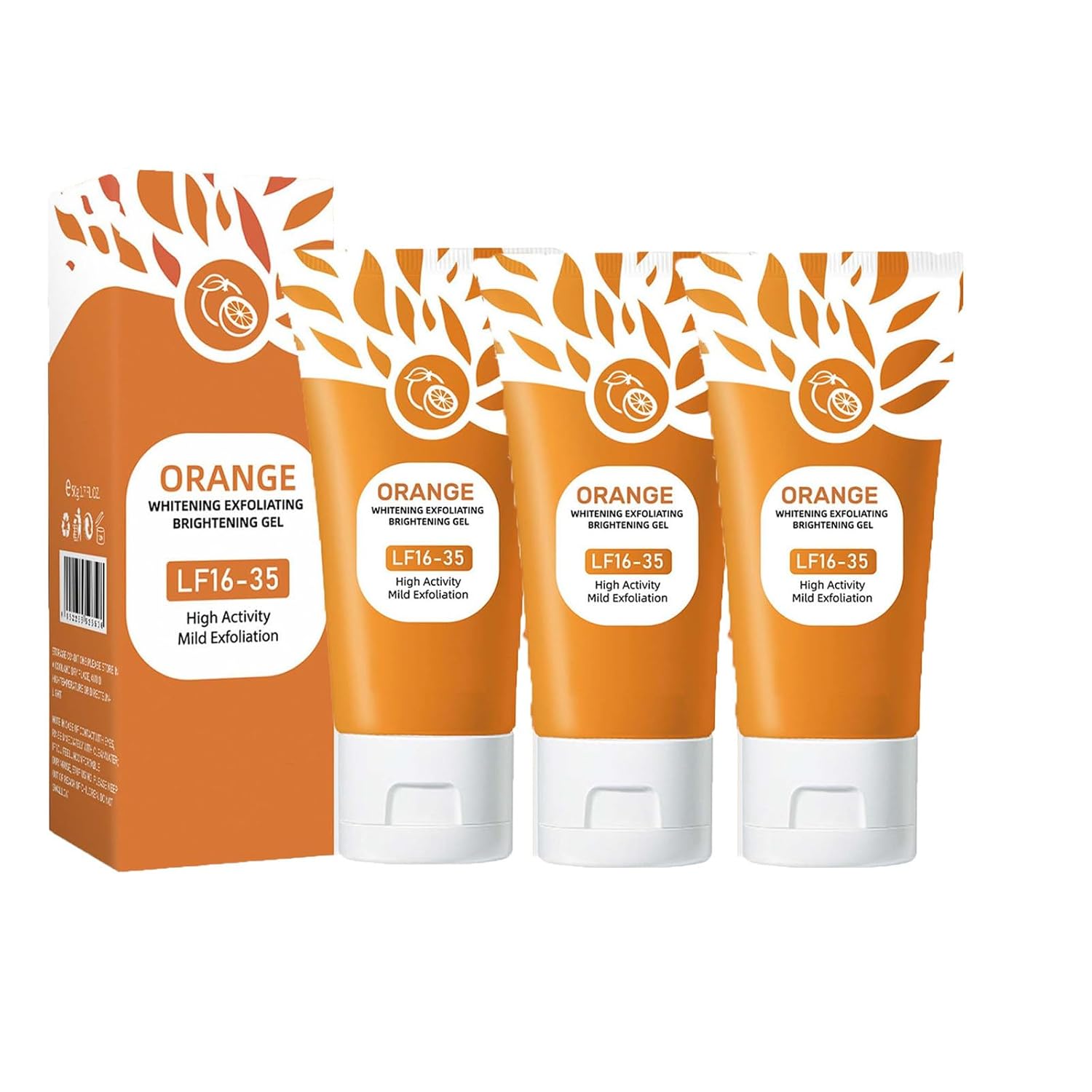 Orange Enzymes Exfoliating Gel, Organic Face and Body Exfoliating Scrub Gel, Deep Cleansing Moisturizing Facial Exfoliator for All Skin Types 50g (C, One Size)