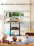 Rolling TV Stand with Fabric Drawer for 32-75 Inch Flat/Curved Screen Adjustable Height LCD/LED/OLED with Storage Mobile TV Cart on Wheels up to 220lbs for Home Office Outdoor Max VESA 600x400mm