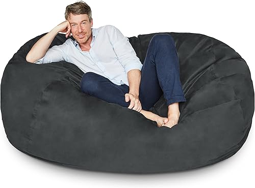 Miniatura 5 de Lumaland - Puf de lujo con funda de microgamuza en diferentes tamaños y colores, lavable a máquina, sirve como sofá grande y sofá cama gigante para