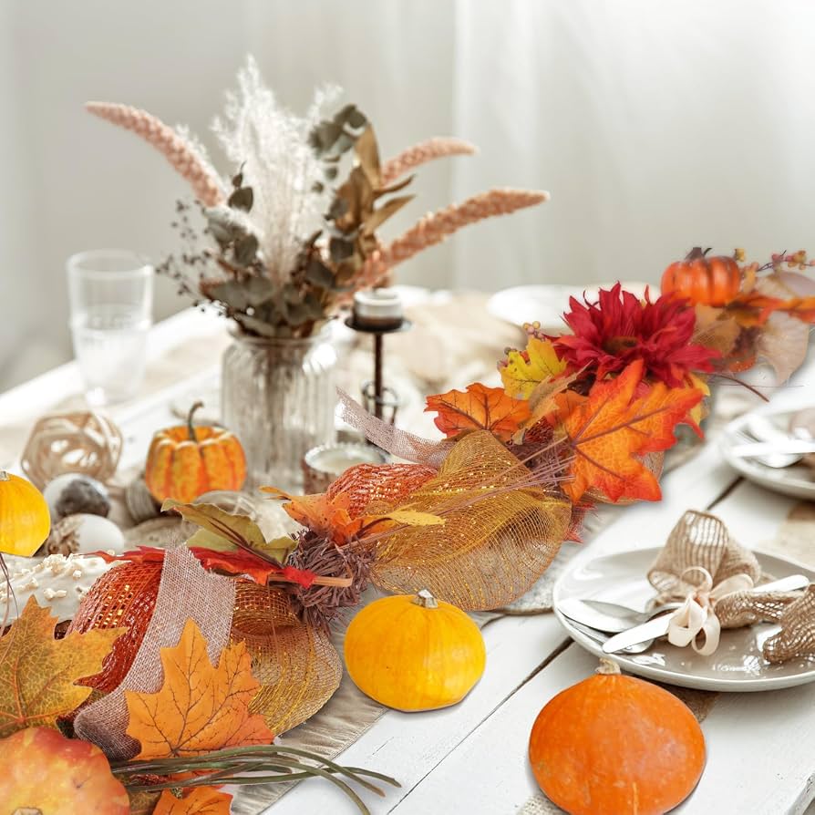 Winlyn 6 Ft Artificial Fall Garland With Maple Leaves, Pumpkins & Sunflowers - Autumn Decor For Mantel, Table, Wedding - View #3