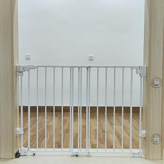 31.8-53.9" Wide Baby Gate for Stairs No Bottom Bar Dog Gates for Doorways Child Gate with Auto-Close Indoor Safety Gates for Toddlers, White