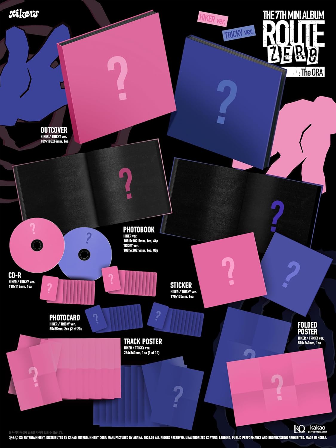 xikers ROUTE ZERO : The ORA [TRICKY + HIKER + POCAALBUM + Special All 4 Ver Set] 7th Mini Album