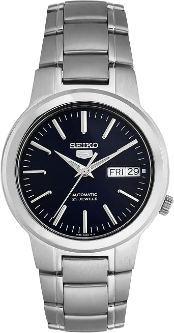 Seiko SNKA05K1 Seiko 5 Day Date Calendar, Automatic Watch, Blue Dial Metal Strap Mens Watch