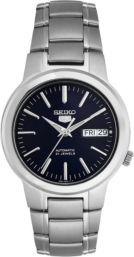 Seiko SNKA05K1 Seiko 5 Day Date Calendar, Automatic Watch, Blue Dial Metal Strap Men's Watch