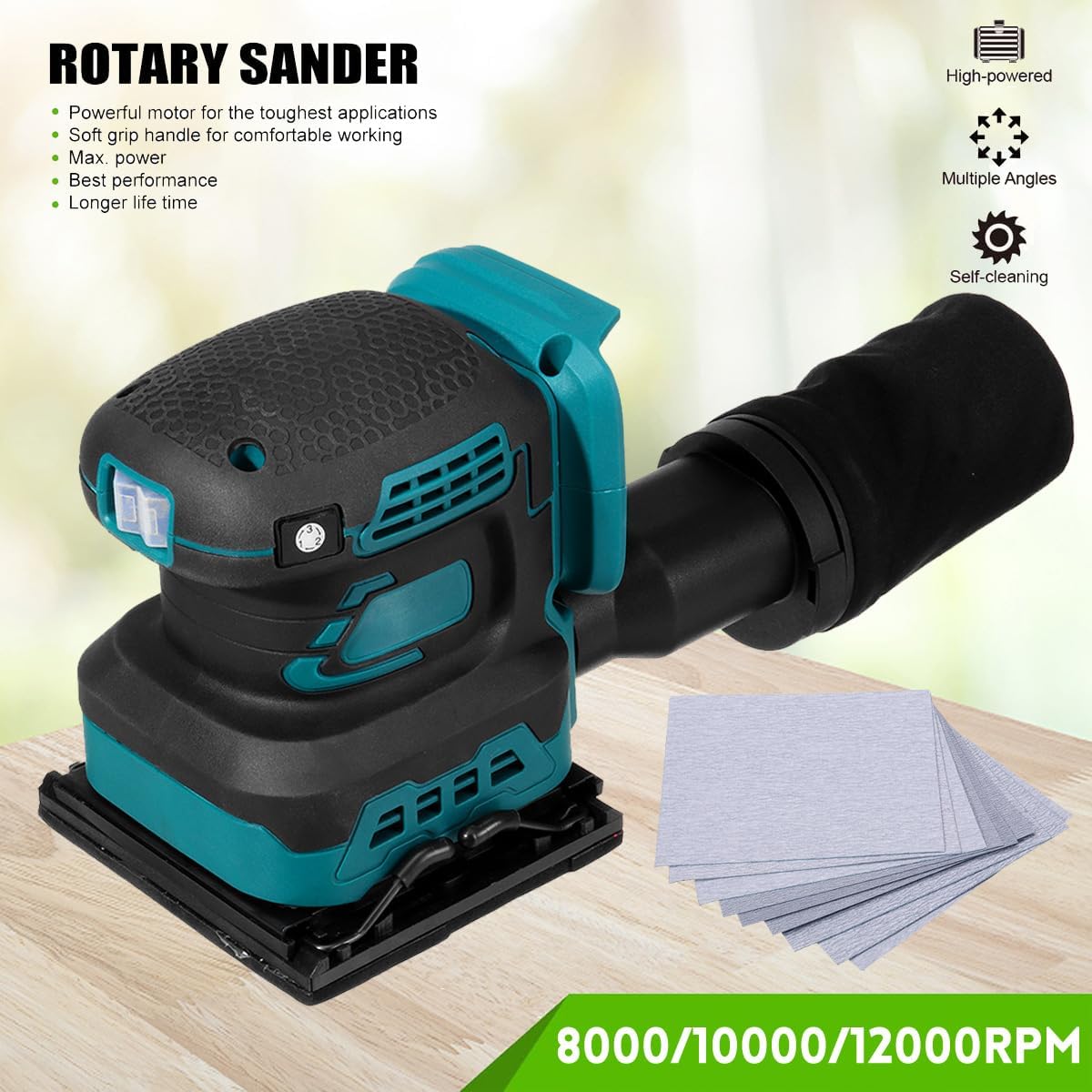 18V Brushless Electric Sander Cordless 3 Speeds Adjustable Square Wood Furniture Polishing Grinding DIY Power Tools For M Batetry