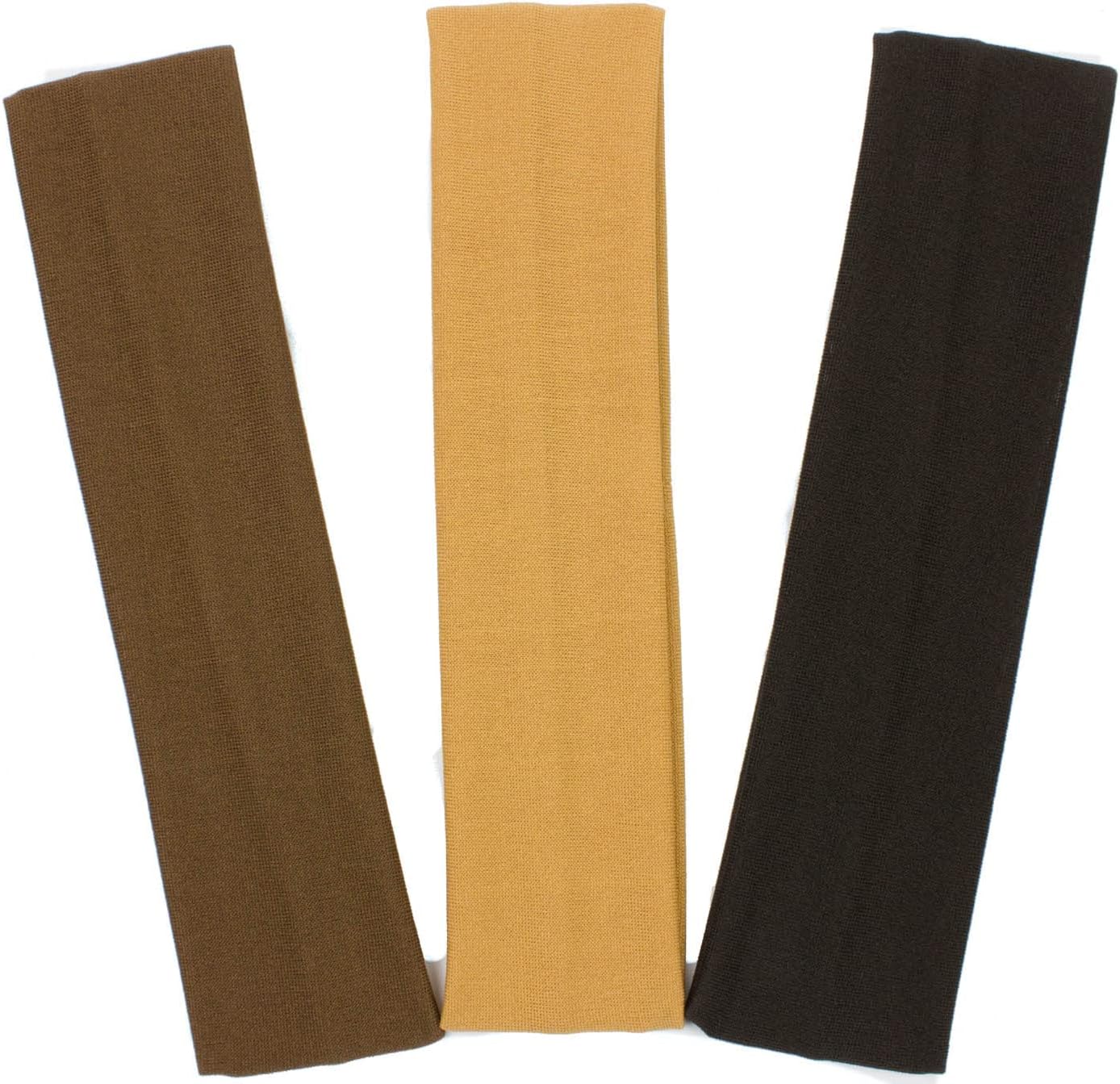 Mytoptrendz® Thin Stretchy Wide Kylie Hair Band Headband Plain Women Girls Men Unisex Soft Sports Gym Yoga Bandeaux(SET OF 3 pcs Assorted brown tone)