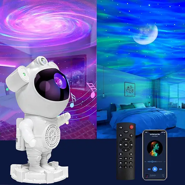 Imagen relacionada con Proyector de galaxia,Proyector Aurora 2 en 1,actualiza la Luz Nocturna Galaxy.Altavoz Bluetooth y 8 Ruido Blanco,para Niños, Adultos, Decoración de Habitaciones, Fiestas.Navidad