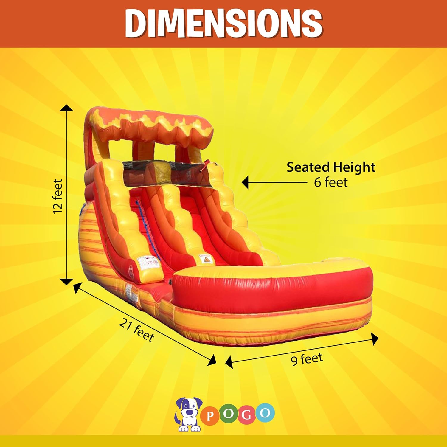 Crossover Inflatable Water Slide for Kids (Without Blower), 21 x 9 x 12 Foot Backyard Inflatable Waterslide, Fire Marble Slide with Splash Pool for Outdoor Summer Fun - 12 Feet Tall
