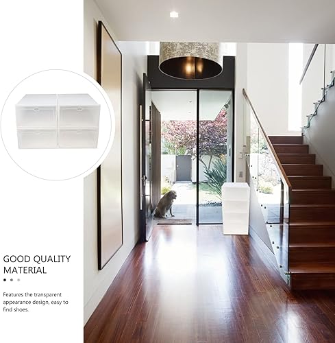 Miniatura 4 de VOSAREA Caja de almacenamiento de plástico para zapatos, juego de 4 cajas de almacenamiento grandes transparentes para el hogar y la oficina