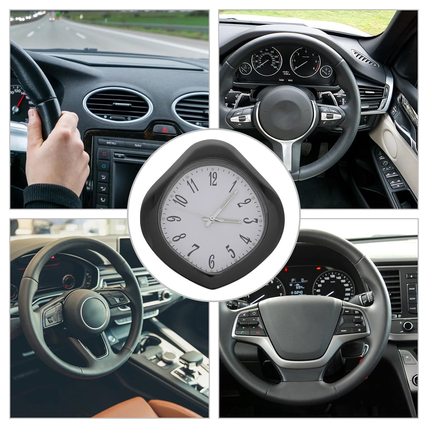 GALPADA Compact Metal Car Clock with Glow the Dark Feature, User-Friendly Design Mini Dashboard Quartz Clock for Car and Bike Interior Accessories