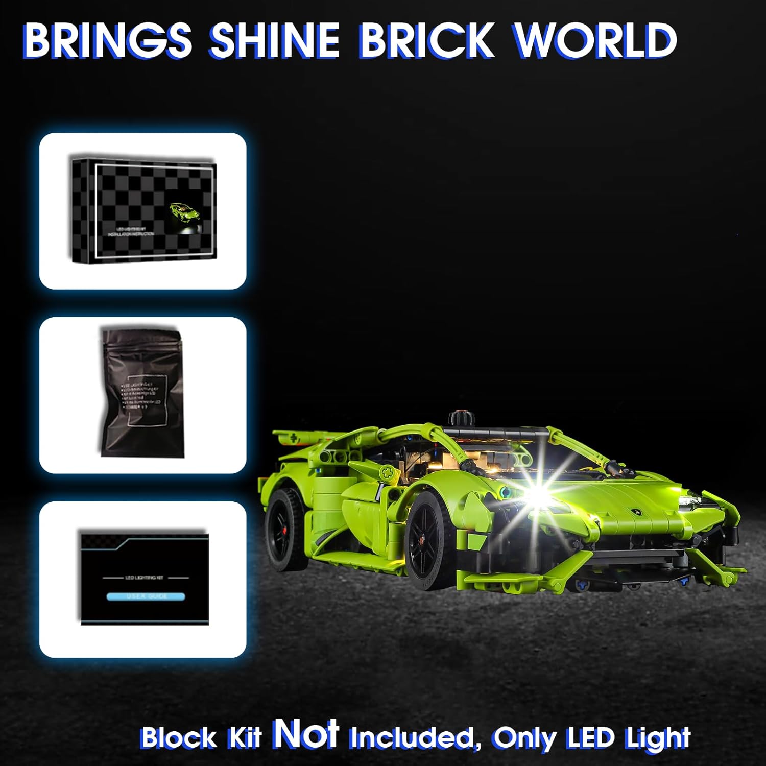 Vaodest LED Light for Lego Lamborghini Huracán Tecnica 42161 Set,Design and Configuration Compatible with Model 42161(LED Light Only, Not Building Block Kit)
