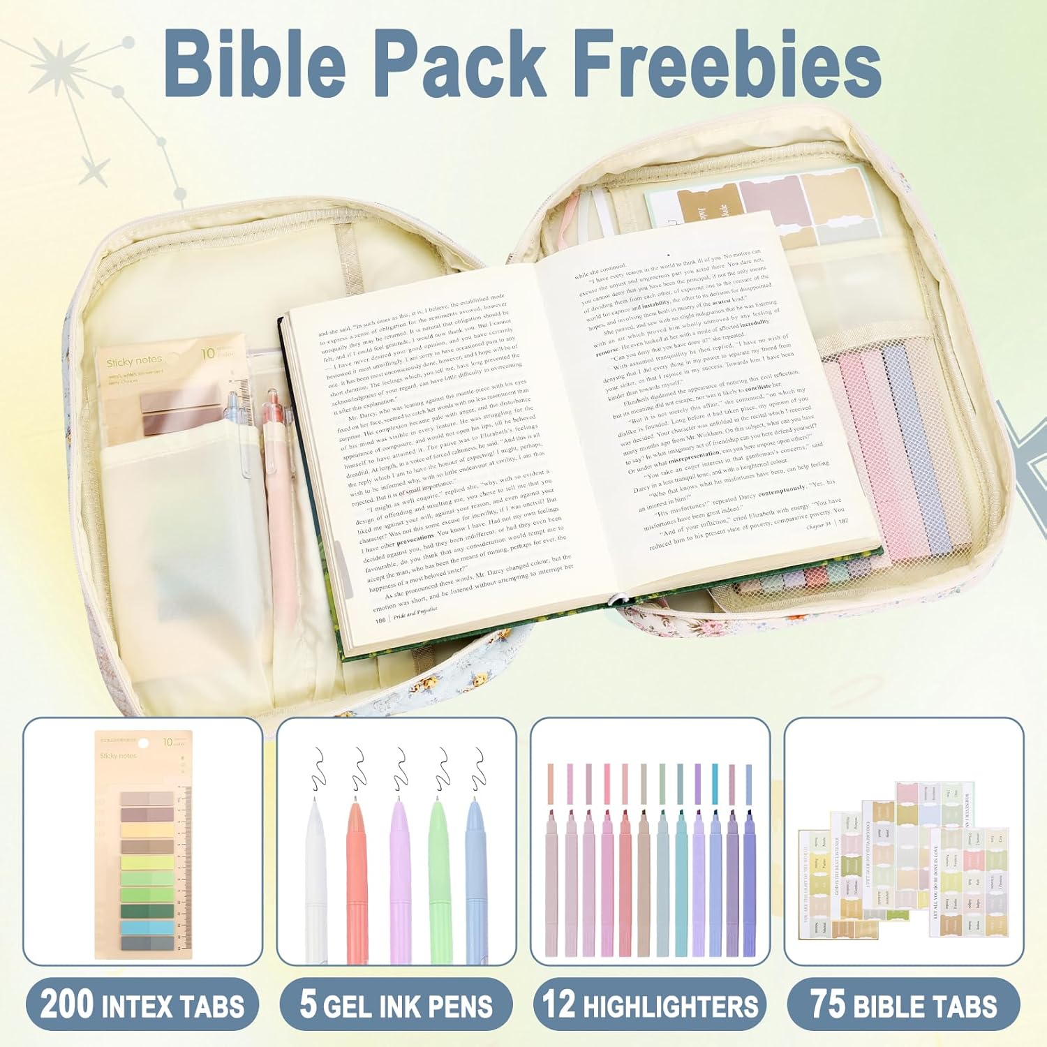 Zkptops Bible Cover Case for Women Girls Large Bible Bag Cotton Quilted Floral Bible Carrying Case with Zipper Pocket and Handle Christian Carrying Book Cover for Christian Study Supplies Accessories - Image 3