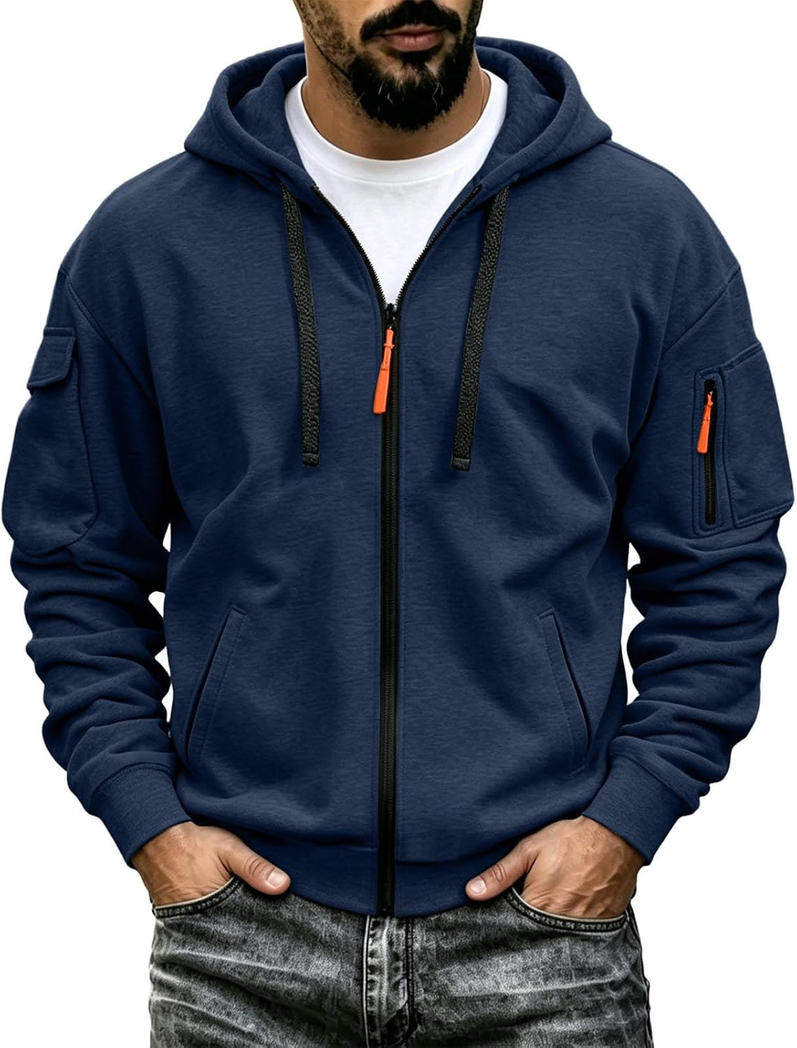Mens Zip Up Sweatshirt Fall Outdoor Casual Athletic Jacket Coat
