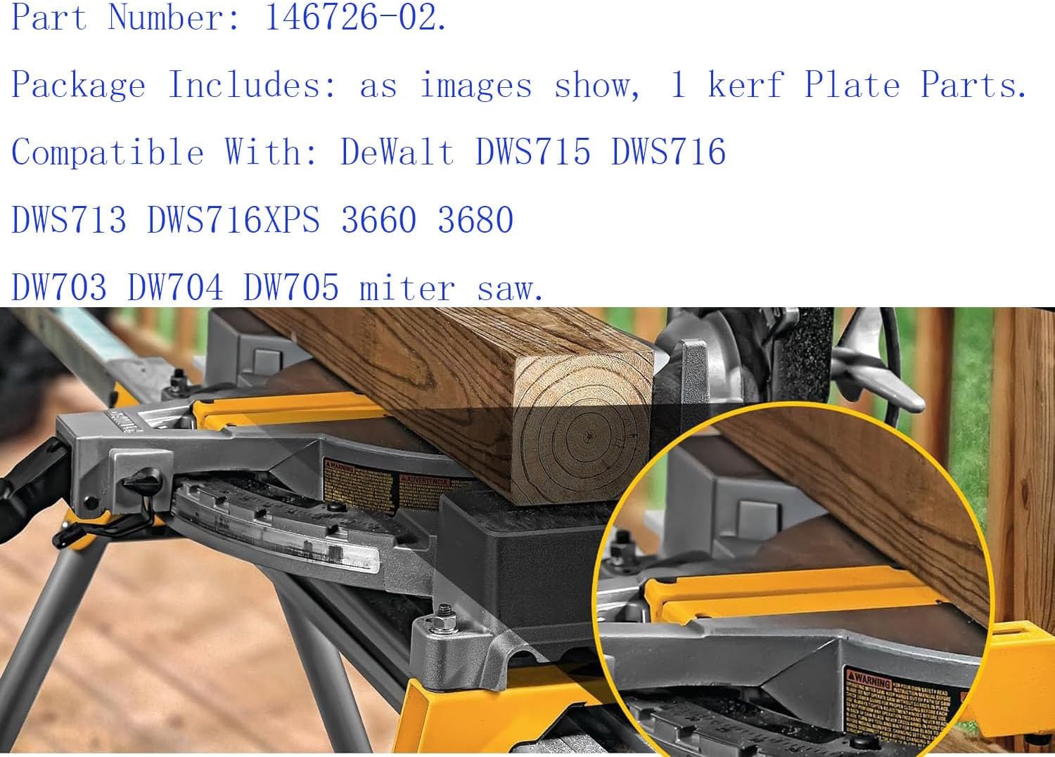 146726-02 kerf Plate Parts For DeWalt DWS715 DWS716 DWS713 DWS716XPS 3660 3680 DW703 DW704 DW705 miter saw