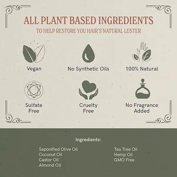 J.R.LIGGETT'S Shampoo Bar Tea Tree Formula, All-Natural Solid Hair Cleanser, Soothing Bar Shampoo with Tea Tree and Hemp Seed Oil for Dry, Sensitive Scalps, Fragrance-Free, Sulfate-Free, 3.5 oz 3