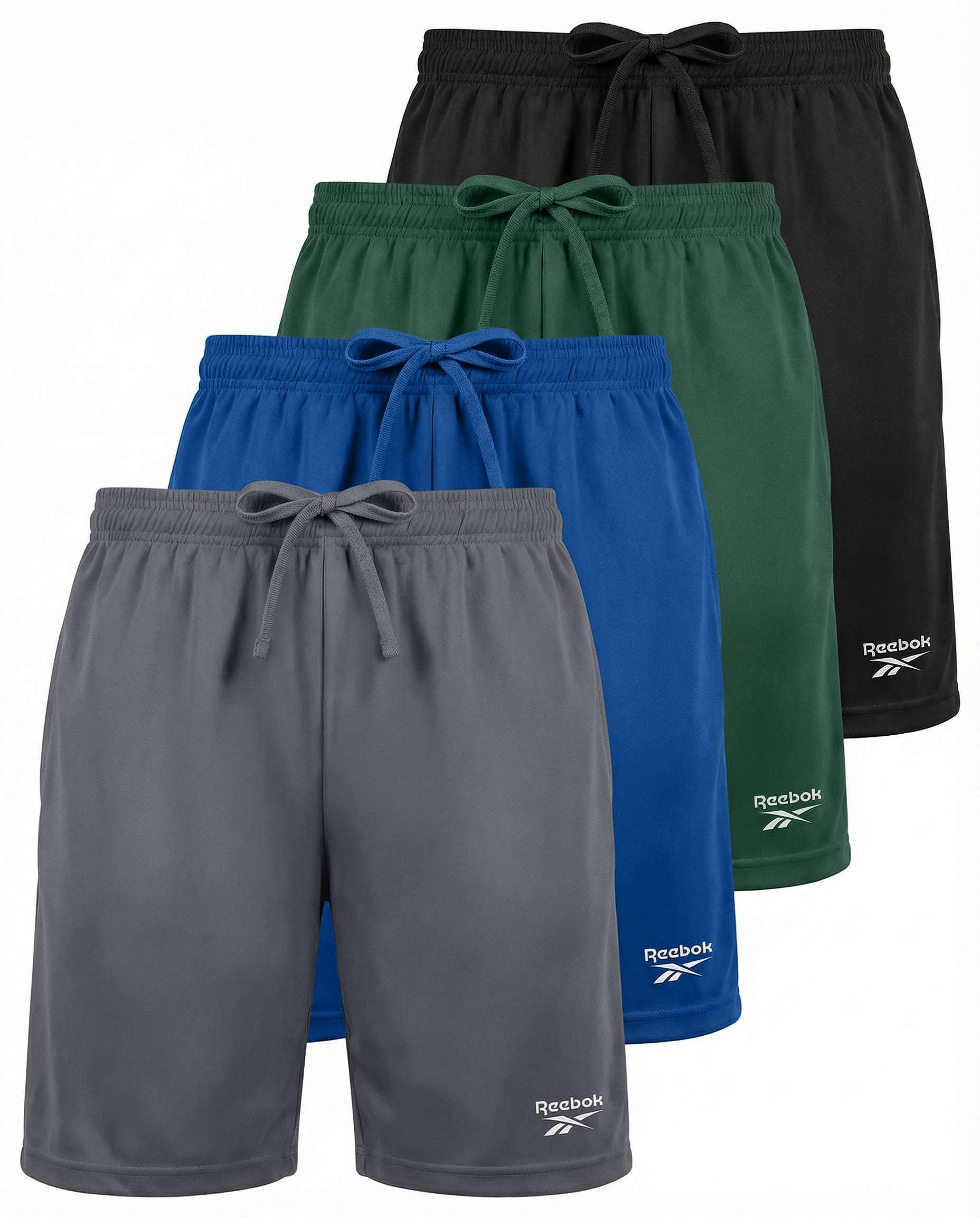 Reebok 4 Pack: Boys' Dry Fit Athletic Shorts - Kids Teens Youth Active Running Basketball Soccer Workout Short Size 6-18 — view 7