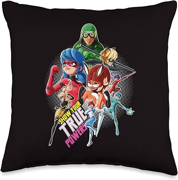 Miraculous Collection Ladybug and All Heroez True Powers Throw Pillow