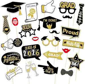 25 Pieces Graduation Photo Booth Props for Class of 2026