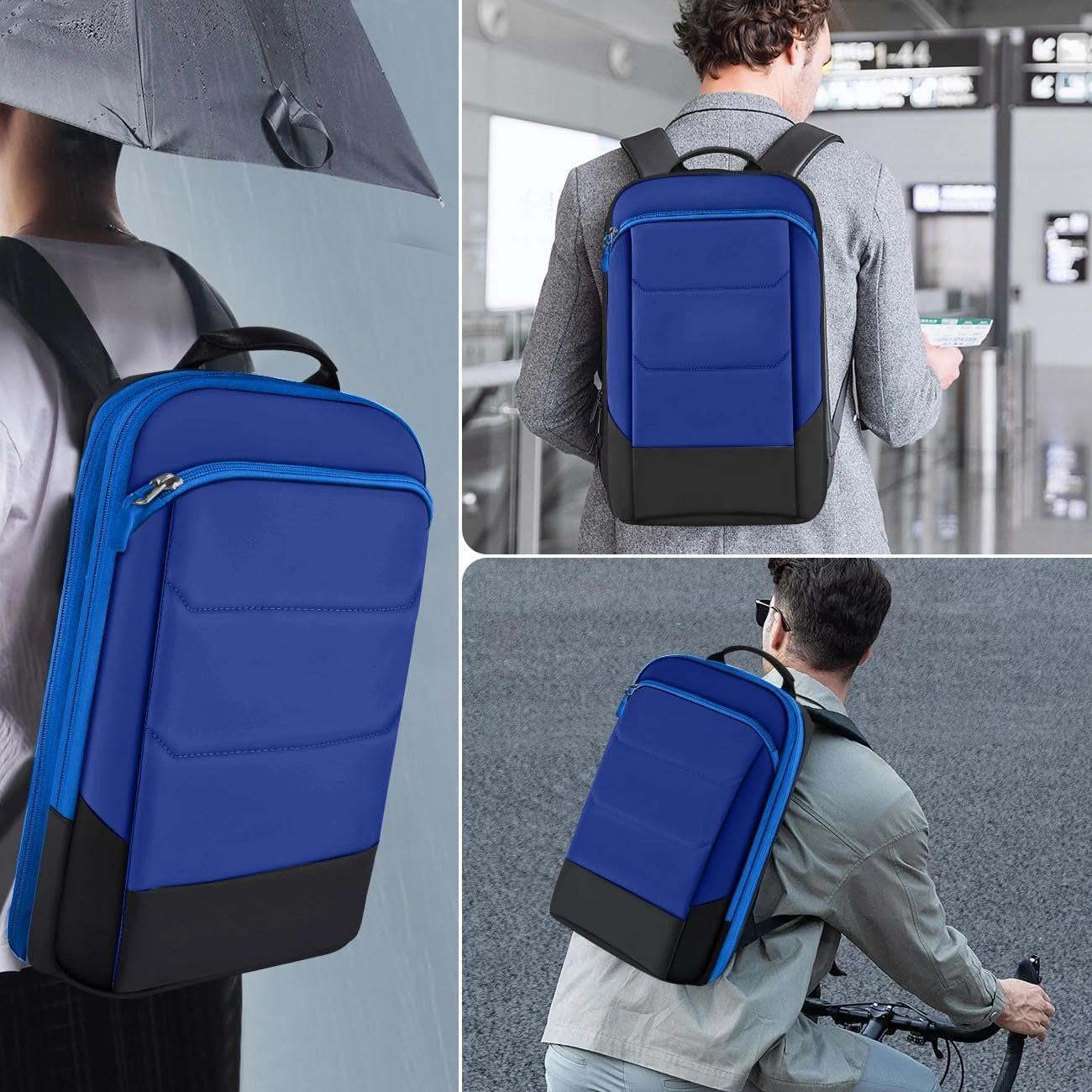 ZINZ Laptop Backpack 17.3 Inch Business Travel Backpack, Water Resistant Large Daypack Bag for Men Women - Black Blue
