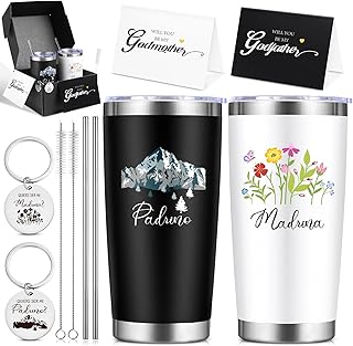 VAIPI Godparents Proposal Gift Set Will You Be My Godparents Gift Include Padrino Madrina Insulated Tumblers Godmother and Godfather Proposal Gifts for Baptism, Padrinos De Bautizo Propuesta Gifts