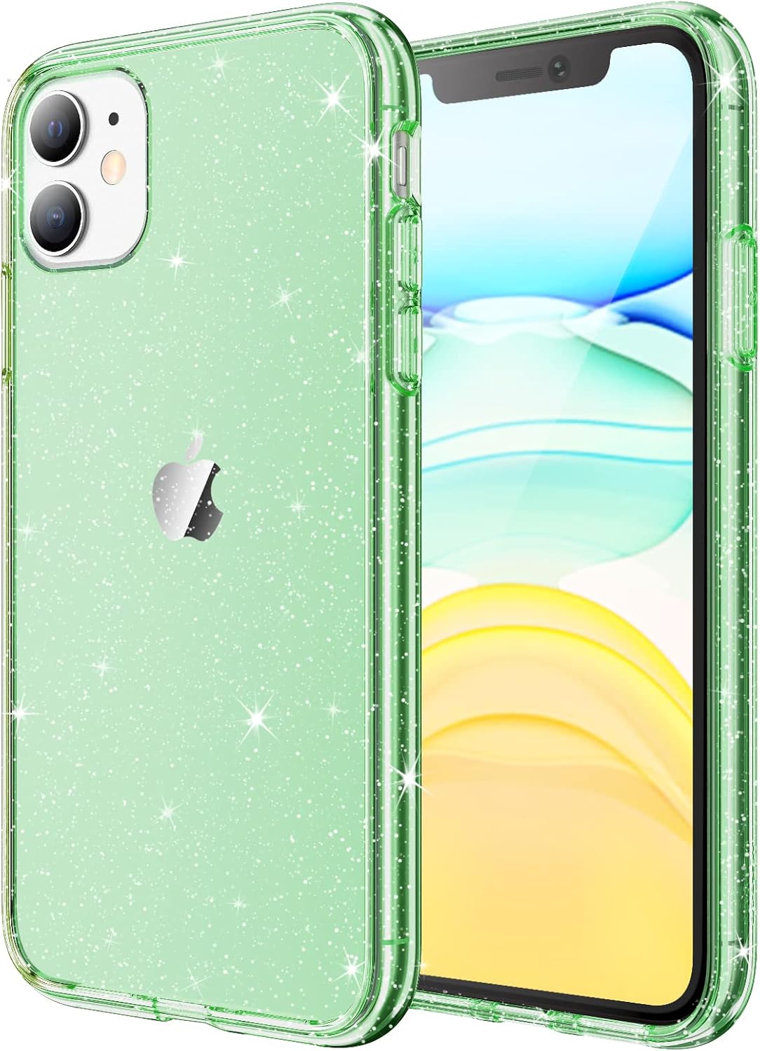 JETech Glitter Case for iPhone 11, 6.1-Inch, Bling Sparkle Shockproof Phone Bumper Cover, Cute Sparkly for Women and Girls (Green)