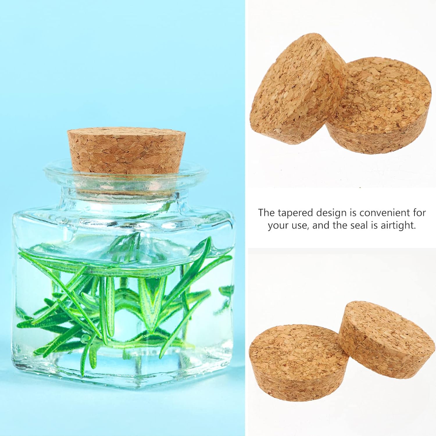 STOBOK 20 pcs Natural Cork Plugs Reusable Tapered Bottle Cork Stoppers for Wine Bottles Airtight Sealing for Opened Beverages 1.69 X 1.49 X 0.70 in Home Brewing Bars Restaurants