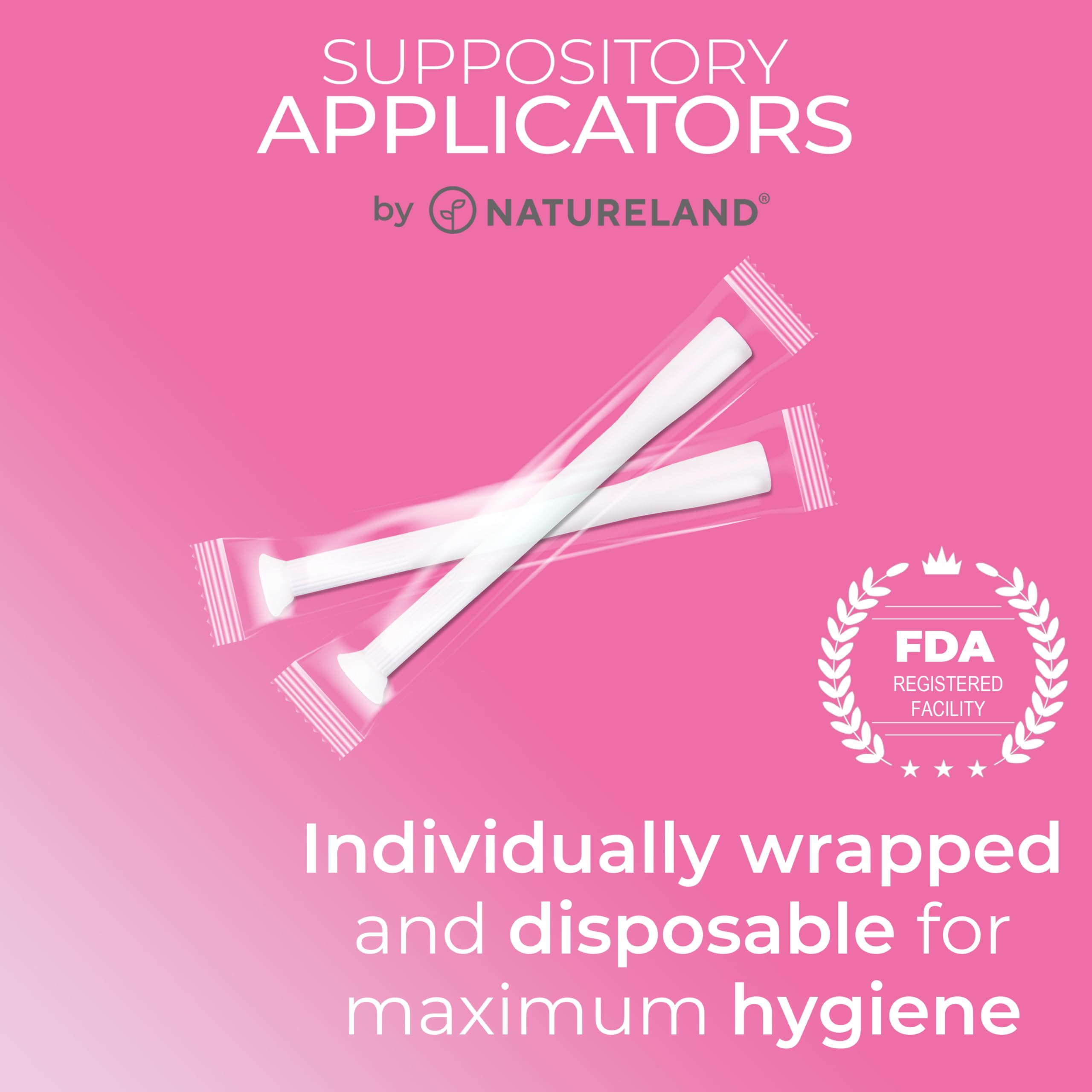 Natureland Personal Suppository Applicators for Women, Individually Wrapped Disposable Applicators with Silky Smooth Comfort Tip, Daily Intimate Care Tool (Large tip applicators, 20 Count (Pack of 1))