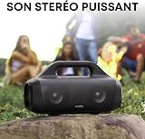 Soundcore Motion Boom Enceinte Bluetooth, Enceinte Bluetooth puissante avec Drivers Titane, IPX7, 24h, App, Poignée, Enceinte Portable pour Le Camping - 4