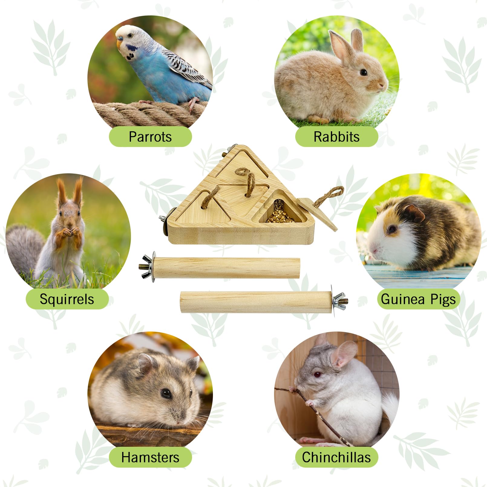 Fhiny Wooden Bird Foraging Toys, Interactive Parrot Puzzle Toys with Perches Stand for Cage Bird Chewing Toys Birdcage Accessories for Parakeets Cockatiels Parrots Love Birds Conures Finches - image 6