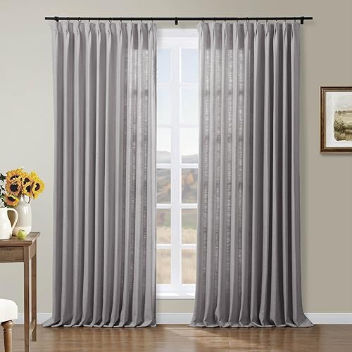 Miniatura 80 de Drapifytex Cortina plisada de lino sintético, cortina para oscurecer la habitación, 56 pulgadas de ancho x 96 pulgadas de largo, cortina de cobre 26
