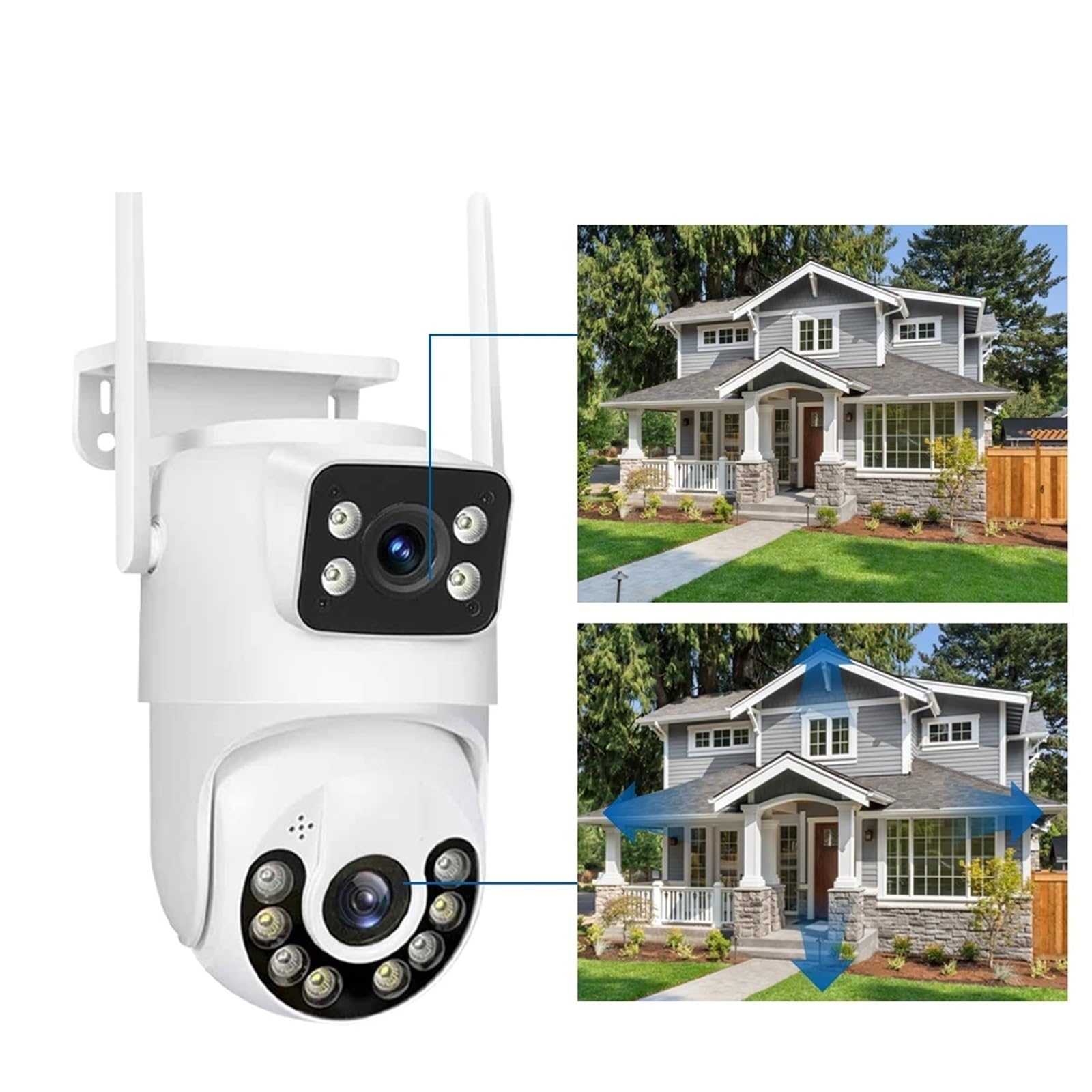 Telecamera di sorveglianza Esterna Wireless PTZ Wi-Fi con Doppio Obiettivo 4K da 6 MP, rilevamento Automatico dell'uomo, Schermo(ADD 32G)