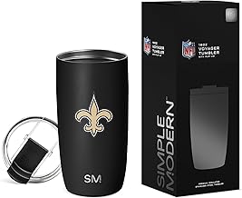 Simple Modern Officially Licensed NFL New Orleans Saints 16oz Travel Coffee Tumbler with Flip Lid | Stainless Steel Cup | Football Gifts for Men, Women | Voyager Collection | New Orleans Saints