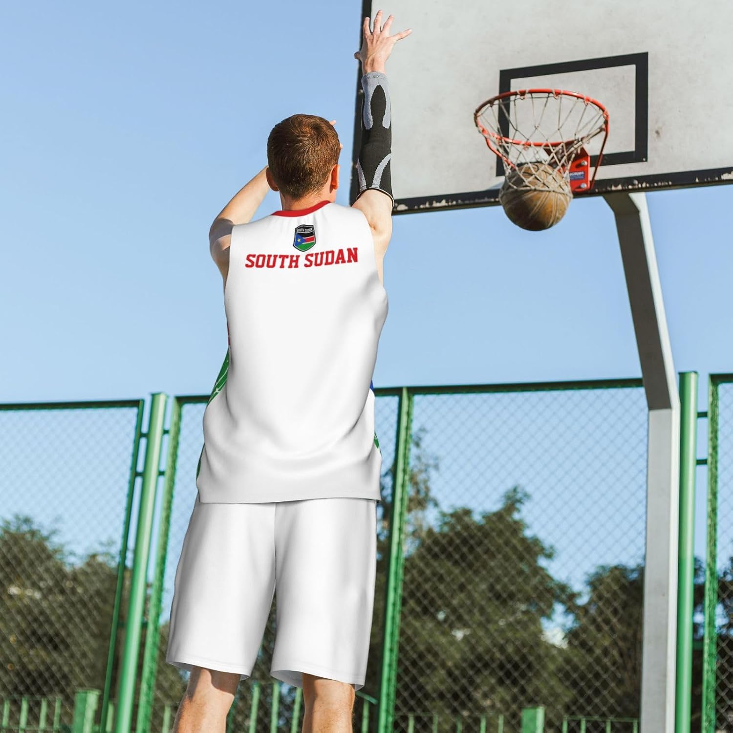 South Sudan Flag Grain (1) Basketball Jersey Uniform Suit for Men Adults Training Athletic Set