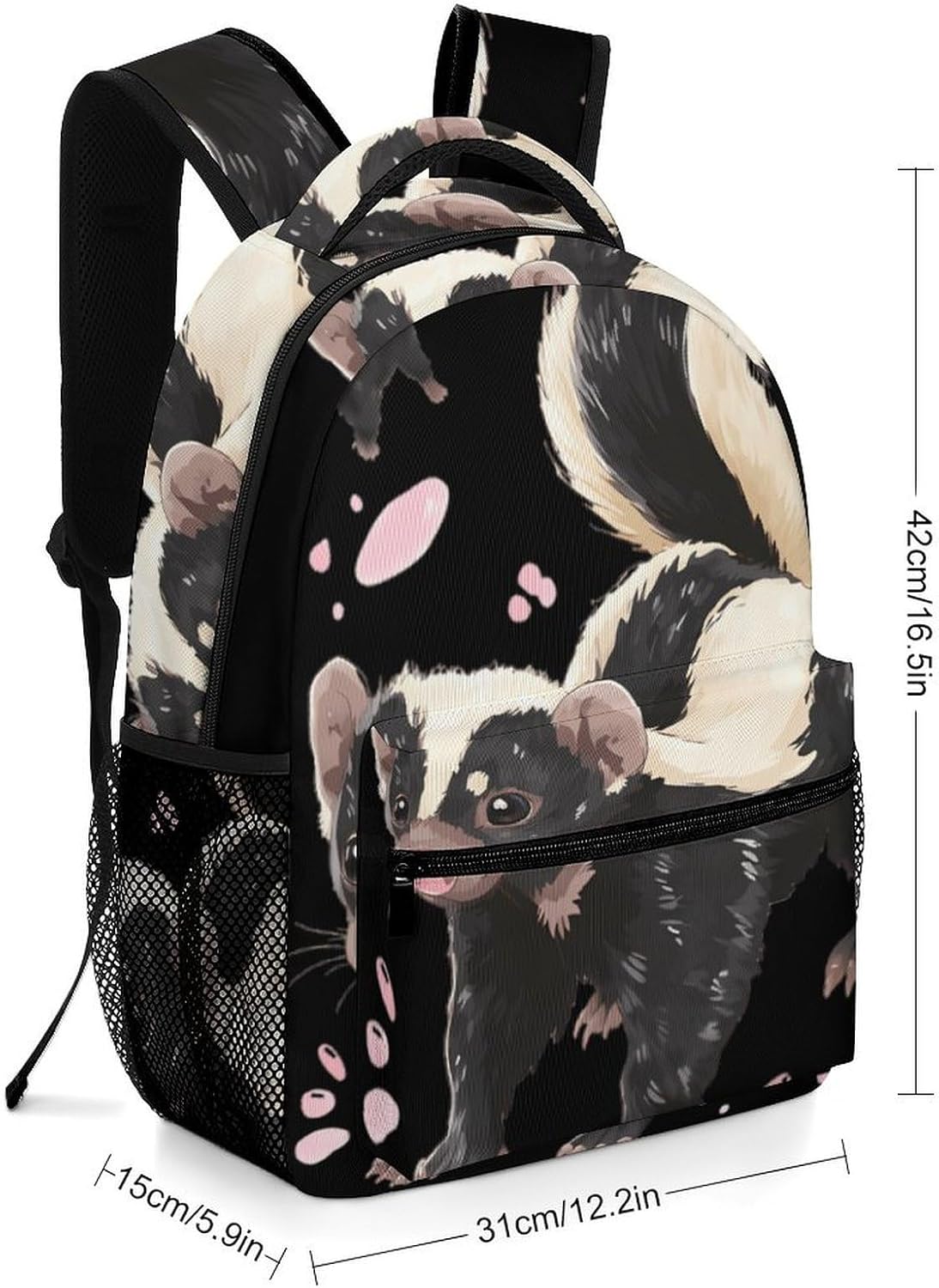 Skunk Pinknose Unisex Backpack Casual Daypacks Lightweight Shoulders Bag for Camping Hiking Travel