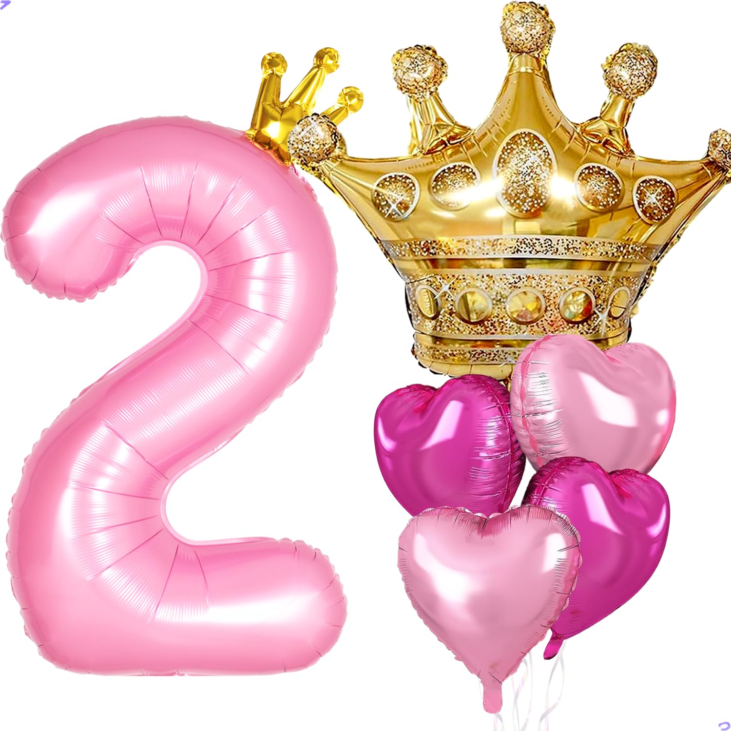 Princess 2nd Birthday Party Decorations, 40 inch Large Pink Crown 3 Balloon for Girls’ Princess Royal Decorations, Party Supplies Favors,