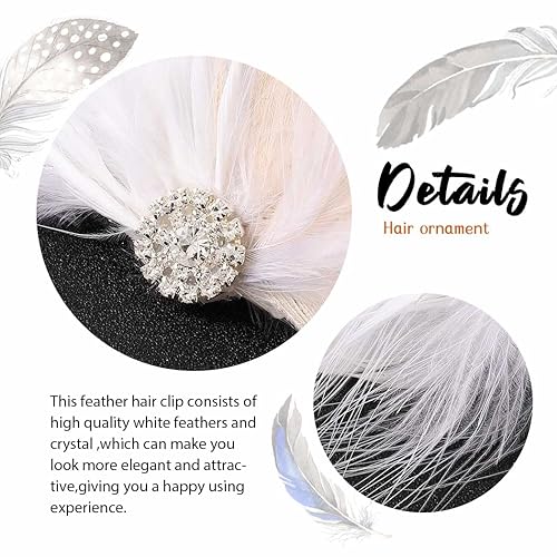 Miniatura 6 de Pinza para el pelo de plumas blancas de los años 20, accesorios para el cabello, tocado para mujer