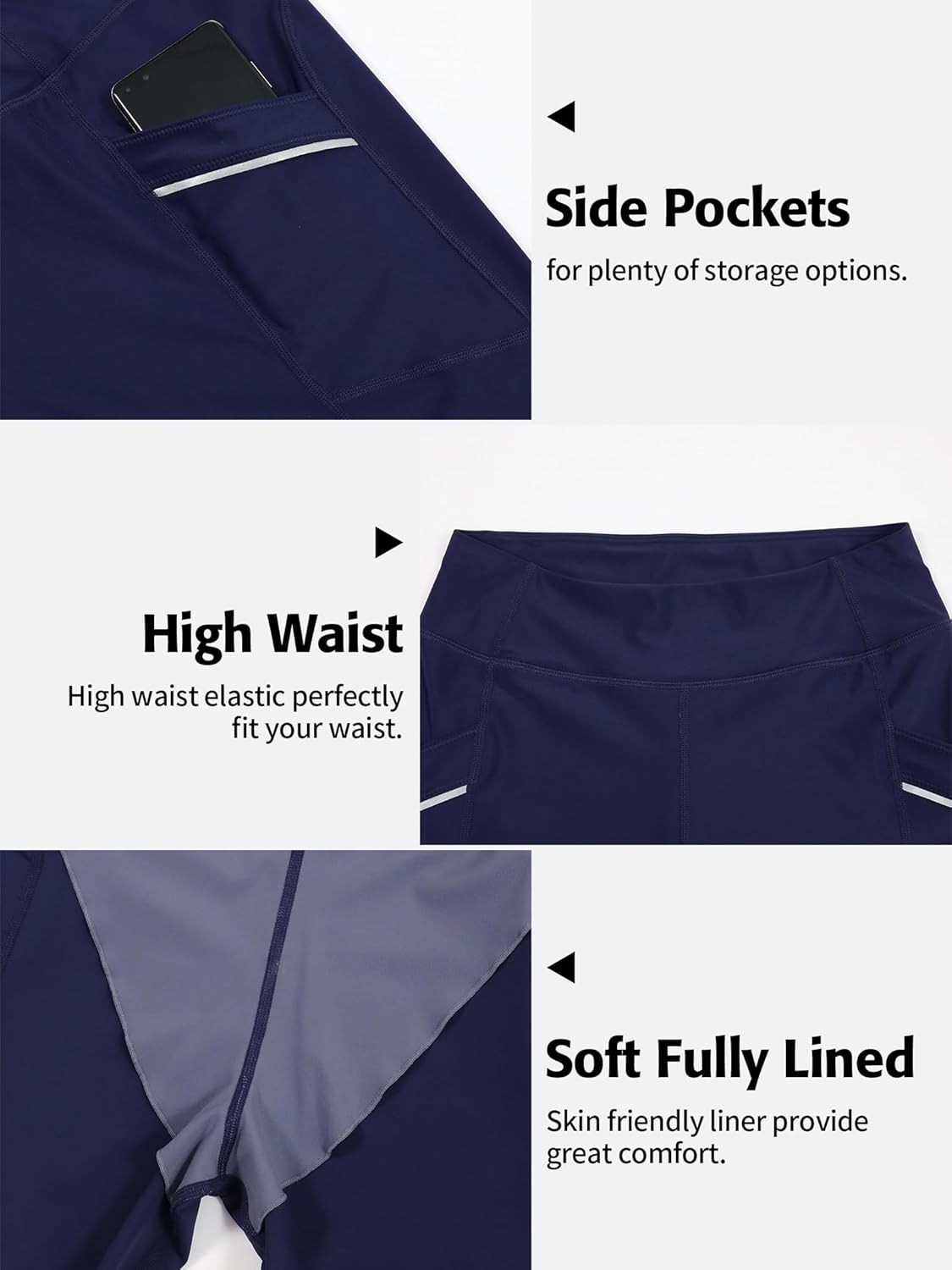 ATTRACO Women's High Waisted Swim Shorts with Pockets Bathing Suit Bottoms Long Board Shorts Plus Size - Image 4