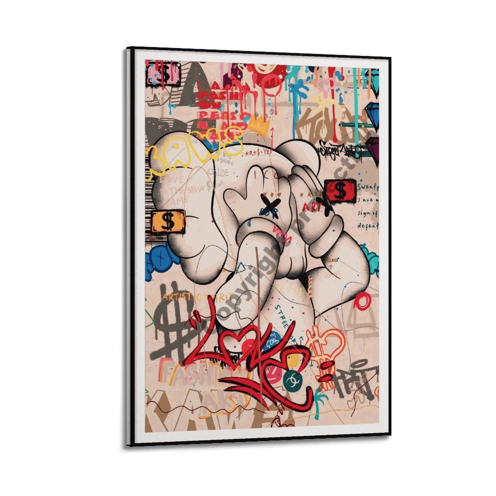 Kaw Poster Graffiti Art Hypebeast Room Wall Art Graffiti Aesthetic Modern Canvas Wall Art for Home Decor 24x36inch(60x90cm) Frame-style-3