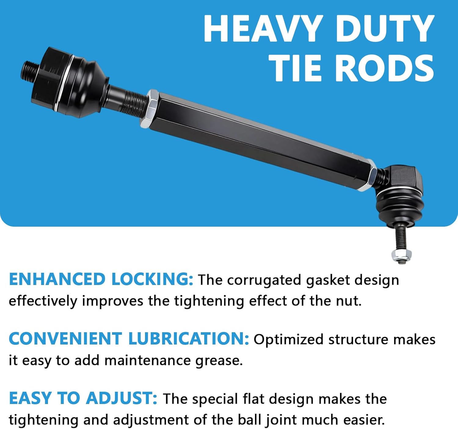 Heavy Duty Tie Rods Compatible with Chevy Silverado GMC Sierra 2500HD 3500HD 2001-2010 4WD Fit for 6.6L Duramax Diesel 2PCS