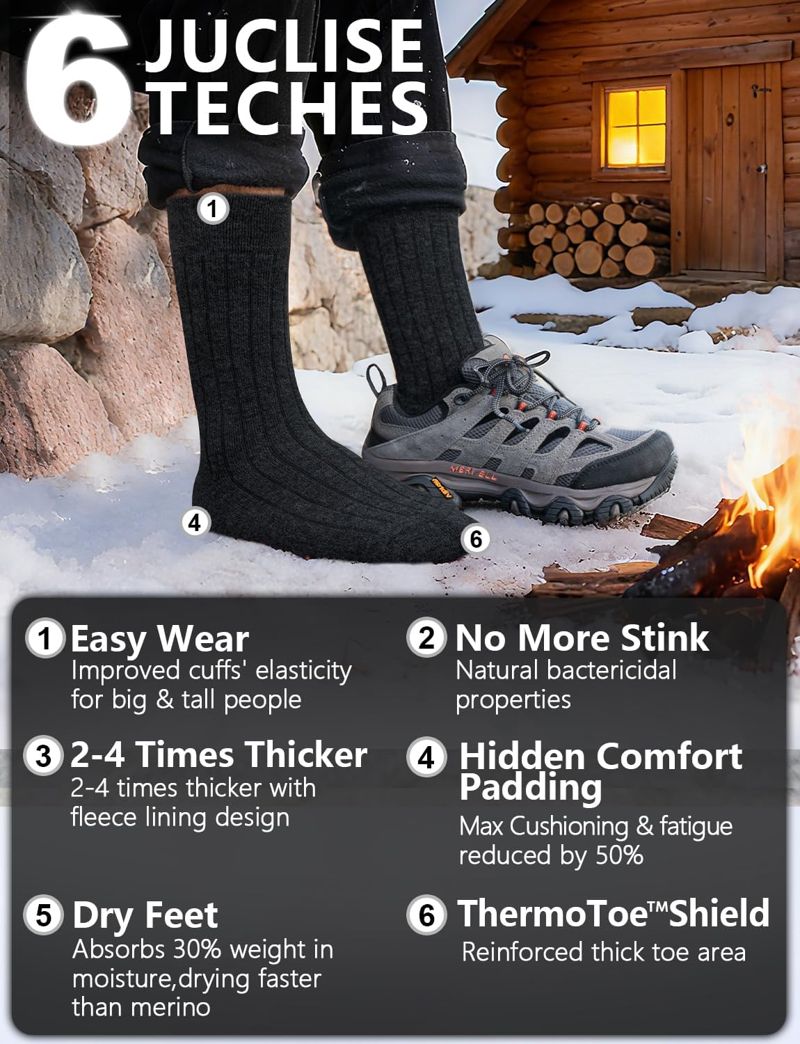 Alpaca Wool Winter Heavyweight Crew Socks Warm Thick Thermal Hiking Boot Work Cushioned Cozy Moisture Wicking - Image 6