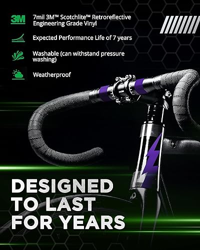 Miniatura 3 de Adhesivos reflectantes morados para casco de motocicleta, 5 x 30. Fabricado con cinta reflectante 3M. Adhesivos reflectantes de vinilo para