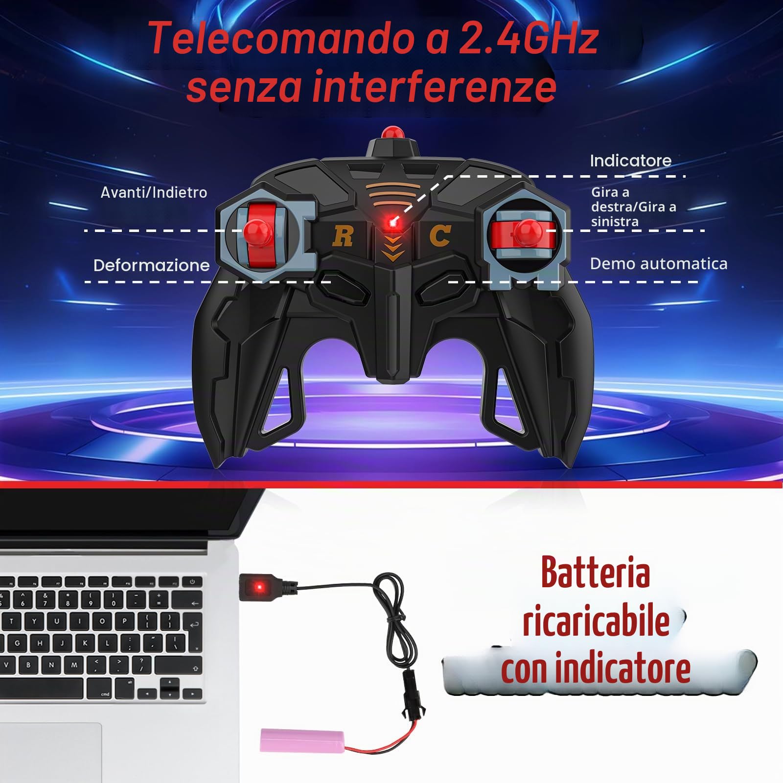 Mieryd Macchina Telecomandata Robot, Spider Auto Radiocomandata Trasformabile Giochi Bambini Bimbi 3 4 5 6 7 8 9 Anni, 1:18 Macchinina RC Car Elettrica Giocattolo Gioco Regalo Compleanno Natale