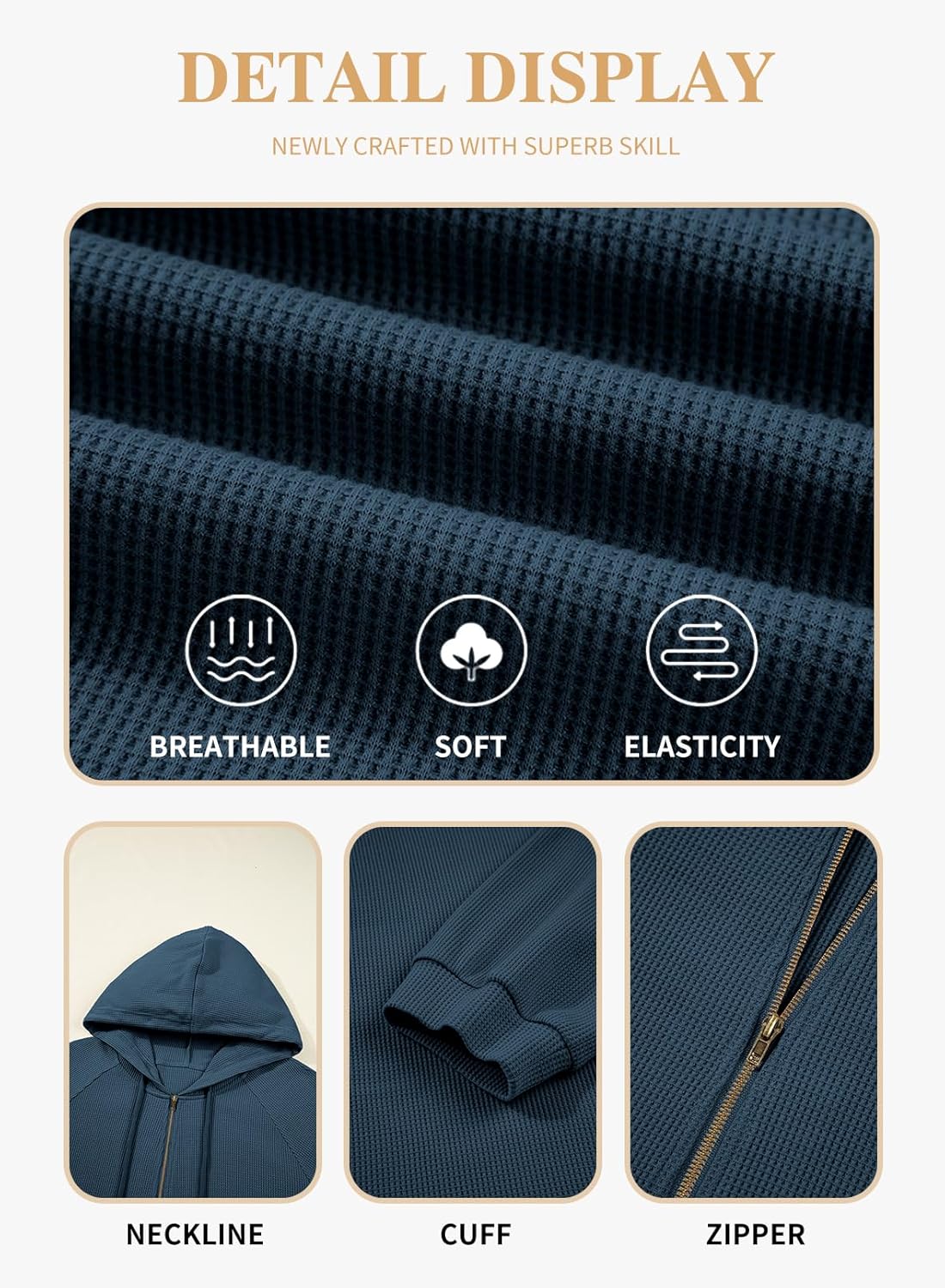 Eytino Plus Size Sweatshirts for Women Waffle Knit Long Sleeve Drawstring Half Zip Fall Fashion Pullover Hoodies Tops(1X-5X) - Image 5