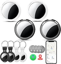 Tracker Tags-4 Pack MFi Certified for Apple Find My iOS Only Air Key Finder | Compatible with Find My App 2 Year Replaceable Battery Waterproof Key Item Finders