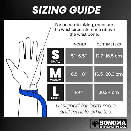 Miniatura 4 de Sonoma Strength Co. Agarres de levantamiento de pesas con muñequeras para dominadas, peso muerto WOD, empuñaduras de elevación de goma para hombres