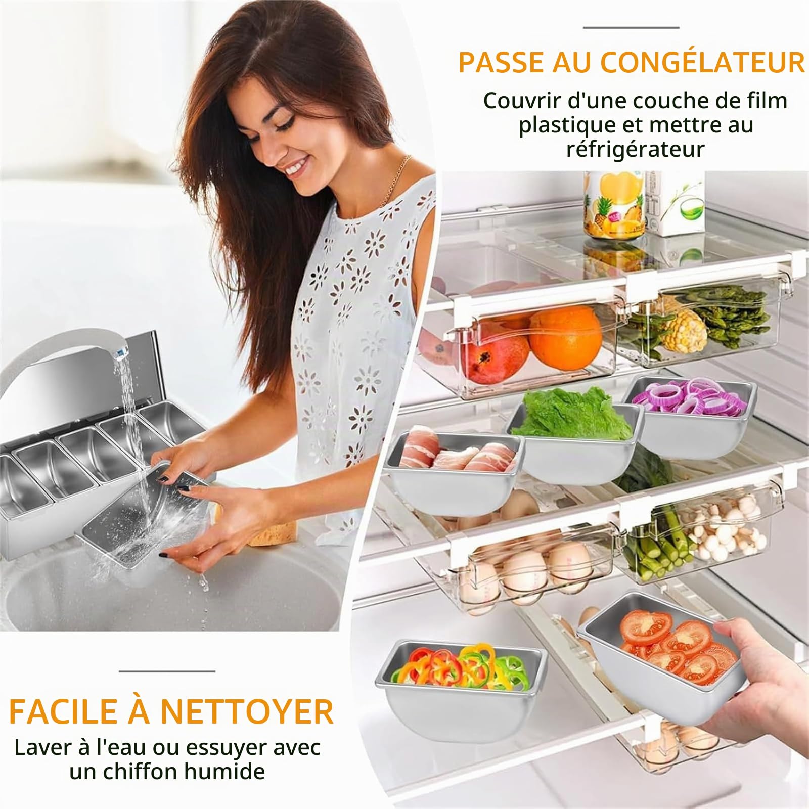 Lot de 6 boîtes Assaisonnement Box Set, Boîte d'assaisonnement en Acier Inoxydable Pots à épices Cuisine Condiment Jarres de Stockage de Conteneurs