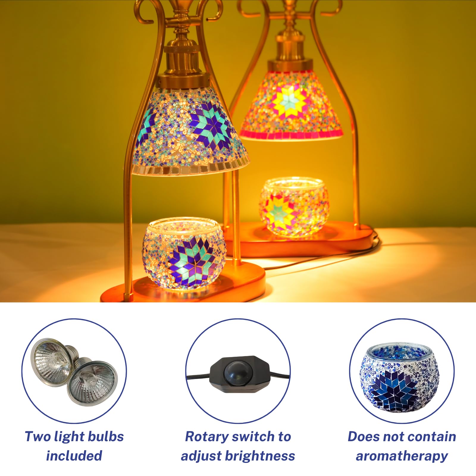 CAutoMart Candle Warmer Lamp Turkish Table Lamp, Mosaic Lamp, Wax